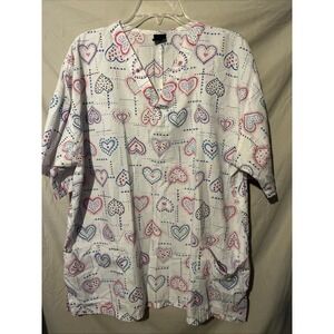 Barco Ladies Scrub Top‎ Size XL Great Heart Design